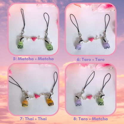 Boba Lovers Phone Charm - 2 Pc Matching Set