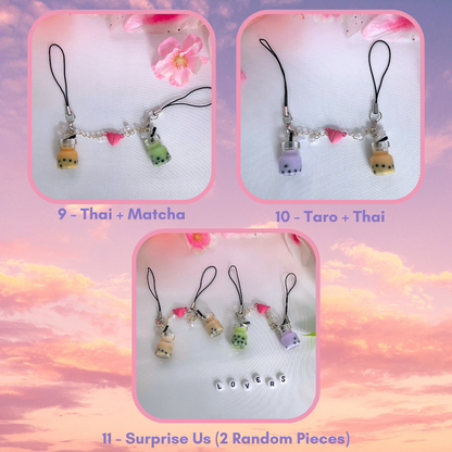 Boba Lovers Phone Charm - 2 Pc Matching Set