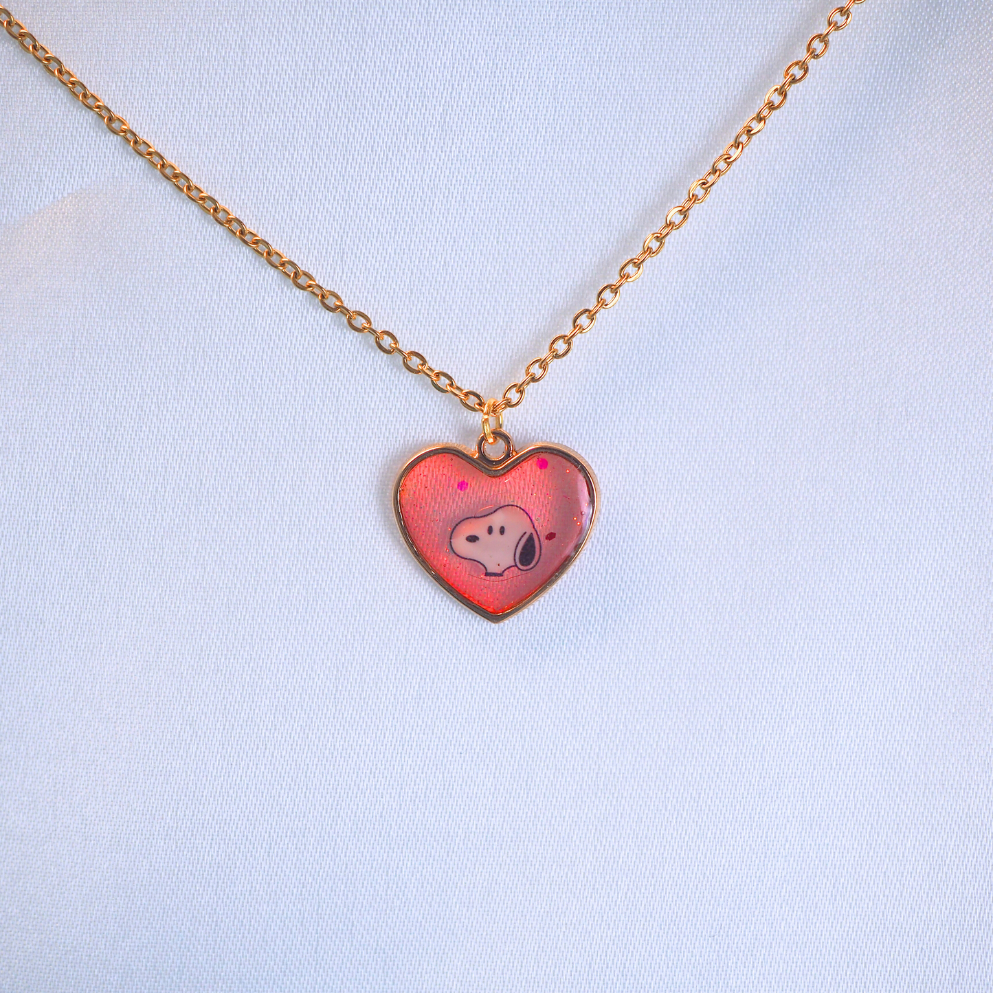 Lovely Beagle Resin Heart Necklace