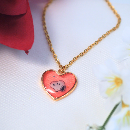 Lovely Beagle Resin Heart Necklace