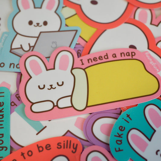 I Need a Nap - Lazy Bun Stickers